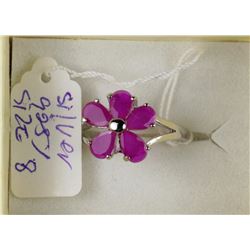 #7-.925 SILVER NATURAL RUBY RING  SIZE 8