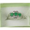 Image 1 : #16-.925 SILVER NATURAL EMERALD & CZ RING SIZE 6.5