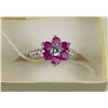 Image 1 : #9-.925 SILVER NATURAL RUBY & CZ  RING SIZE 7.5