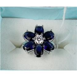 #18--.925 SILVER WITH NATURAL BLUE SAPPHIRE AND CZ