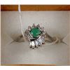 Image 1 : #17-.925 SILVER NATURAL EMERALD & CZ RING SIZE7