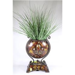 METAL DECORATIVE VASE WITH FAKE GRASS