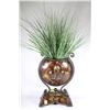 Image 1 : METAL DECORATIVE VASE WITH FAKE GRASS
