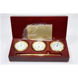DESK PEN, THERMOMETER, CROCK, HYGROMETER WITH