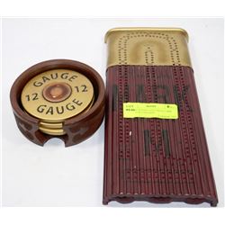 PREMIUM SHOT GUN SHELL CRIB  BOARD & COASTERS