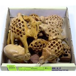 LOT OF HAND CARVED INDIA  ANIMAL KEYCHAINS & MORE