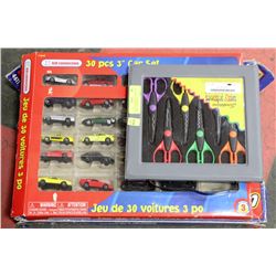 LOT WITH JACKSTONE LEGO, 29 PC CAR SET & 6PAIRS OF