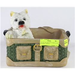 LOT OF 2 DECORATIVE PUPPY PLANT HOLDERS 1 NEW IN