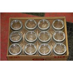 BOX OF 12 SMALL CANNING JARS MADE IN CANADA