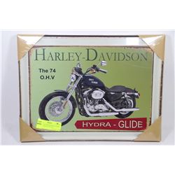 HARLEY DAVIDSON HYDRA-GLIDE FRAMED METAL PICTURE