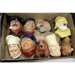 LOT OF 9 COLLECTIBLE BOSSONS HEADS