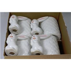 4 FRITZ & FLOYD EASTER BUNNY MUGS
