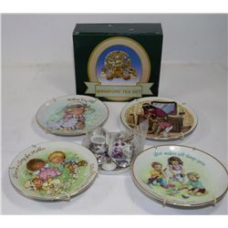 2 MINIATURE TEA SETS & 4 PLATES