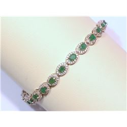 #1-STERLING SILVER EMERALD BRACELET (10.47G)