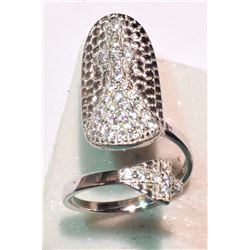 #2-STERLING SILVER CUBIC ZIRCONIA NAIL RING