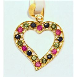 #3-18KT GOLD SAPPHIRE AND RUBY HEART PENDANT (0.63G)