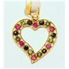 Image 1 : #3-18KT GOLD SAPPHIRE AND RUBY HEART PENDANT (0.63G)