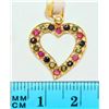 Image 2 : #3-18KT GOLD SAPPHIRE AND RUBY HEART PENDANT (0.63G)