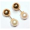 Image 1 : #9-10KT GOLD FRESHWATER PEARL REVERSIBLE EARRINGS