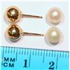 Image 3 : #9-10KT GOLD FRESHWATER PEARL REVERSIBLE EARRINGS