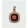 Image 1 : #10-STERLING SILVER GARNET AND DIAMOND PENDANT