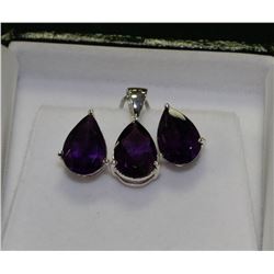 #33-STERLING SILVER AMETHYST EARRINGS  W/ COA