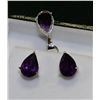 Image 2 : #33-STERLING SILVER AMETHYST EARRINGS  W/ COA