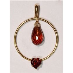 #34-10KT GOLD GARNET PENDANT
