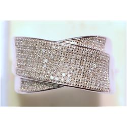 #37-STERLING SILVER DIAMOND (0.65CT) RING (5.71G)