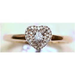 #40-10KT GOLD DIAMOND(0.17CT) HEART SHAPED RING(1.90G)
