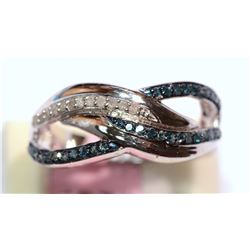 #42-STERLING SILVER DIAMOND (0.34CT) RING (5.46G)