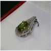 Image 2 : #45-STERLING SILVER DIAMOND AND PERIDOT PENDANT