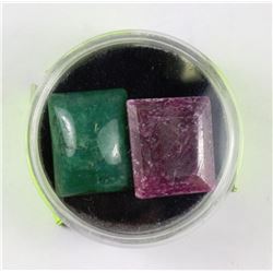 #28-NATURAL RUBY & NATURAL EMERALD 2PCS 36CT