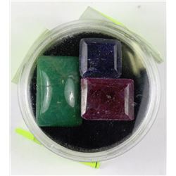 #30-NATURAL RUBY,EMERALD,SAPPHIRE 3PCS 34CT