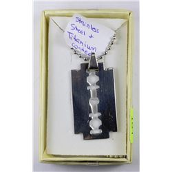 STAINLESS STEEL RAZOR BLADE PENDANT ON CHAIN
