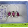Image 1 : #49-NATURAL RUBY AND CZ .925 RING SIZE 6