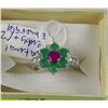 Image 1 : #1-.925 SILVER NATURAL RUBY,EMERALD &CZ RING