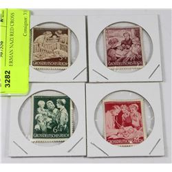 SET OF 4 GERMAN NAZI RED CROSS STAMPS