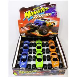 FLAT OF SIX NEW METAL DIE-CAST MONSTER TRUCKS