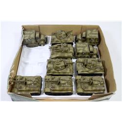 FLAT OF 10 NEW DIE CAST ARMORED VEHICLES WITH PULL