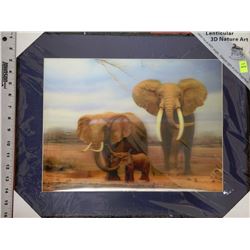 LENTICULAR 3D NATURE ART - ELEPHANT FAMILY