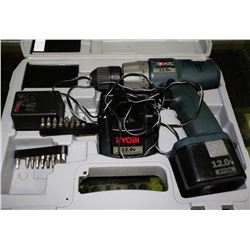 RYOBI 12.0V BATTERY OPERATED DRILL WITH BATTERY,