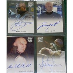 4 STAR TREK CARDS SIGNED NOEL CLARKE, JOSEPH GATT