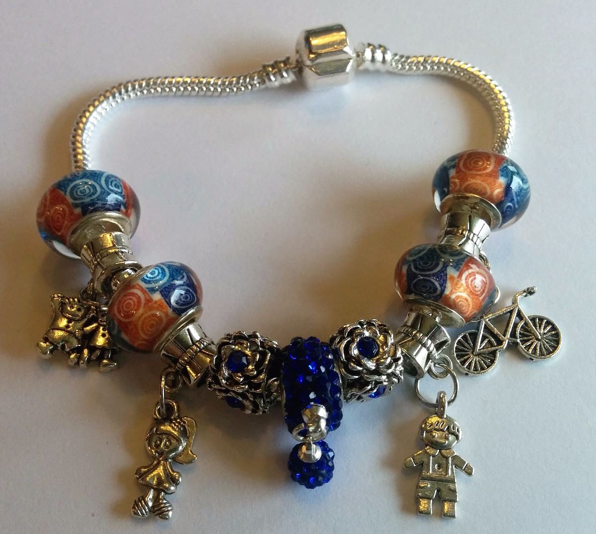 PANDORA STYLE BRACELET WITH MURANO GLASS BEADS