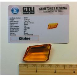 79.95 TRAPZOID YELLOW CITRINE WITH COA