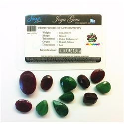 LOT OF 21.70 CT OF MIXED EMERALD & RUBY CUT &