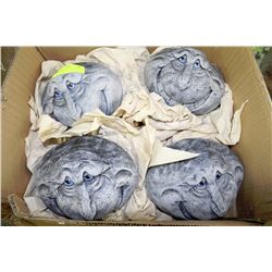 SET OF 4 GRINNING GRANITE COLOR  ROCKS-7"WX4"T