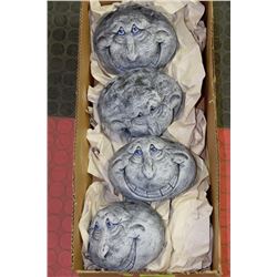 SET OF 4 GRINNING GRANITESTYLE  ROCKS-7" W X 4" T