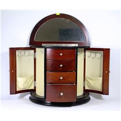 CHERRYWOOD JEWELLERY BOX WITH FLIP UP MIRROR,