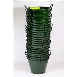 LOT OF 24 GREEN STEEL PLANT POTS
